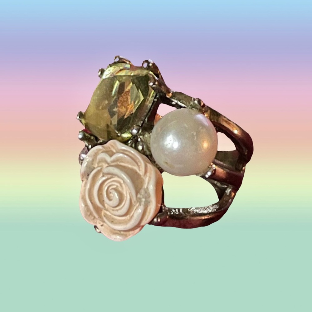 Vintage Multi Stone Statement Ring - image 2